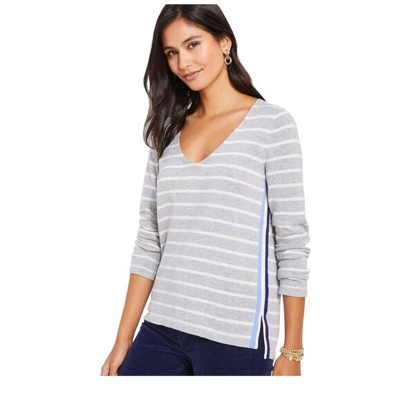 Vineyard Vines Women's Pop Stripe V-Neck Top - XL - Picture 1 of 7
